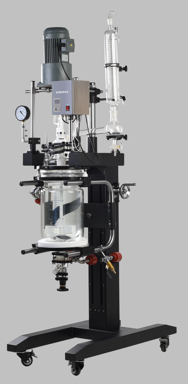 Electric Lift Double Jacketed Glass Reactor, chemical Lab Auto Lifting Glass Reaction Kettle